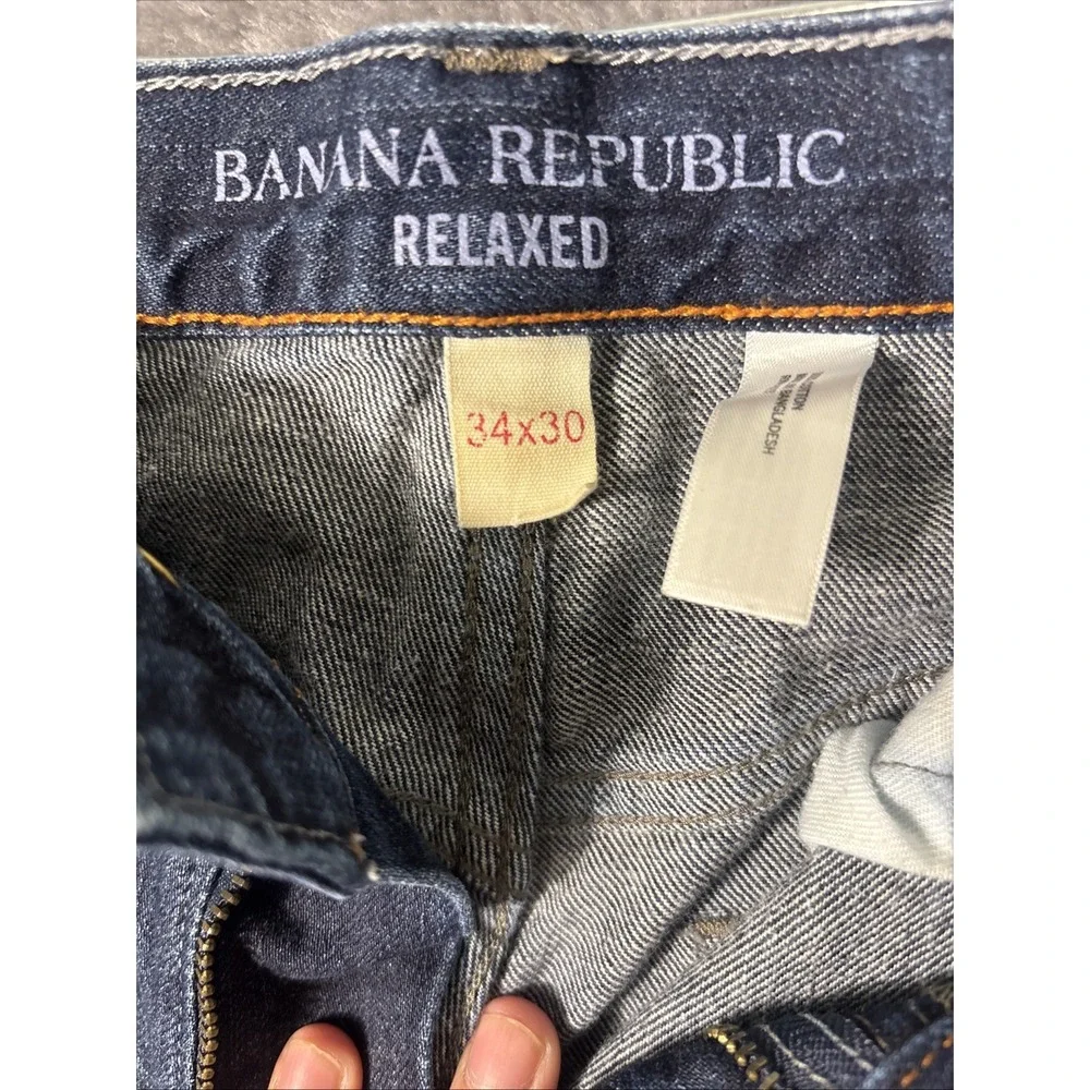 Banana Republic Relaxed Fit Jeans Mens 34x30 Dark Wash Blue Denim Straight Leg